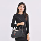 PU Patterned Crossbody Bag (Size 31x13x21 cm) - Black & Black