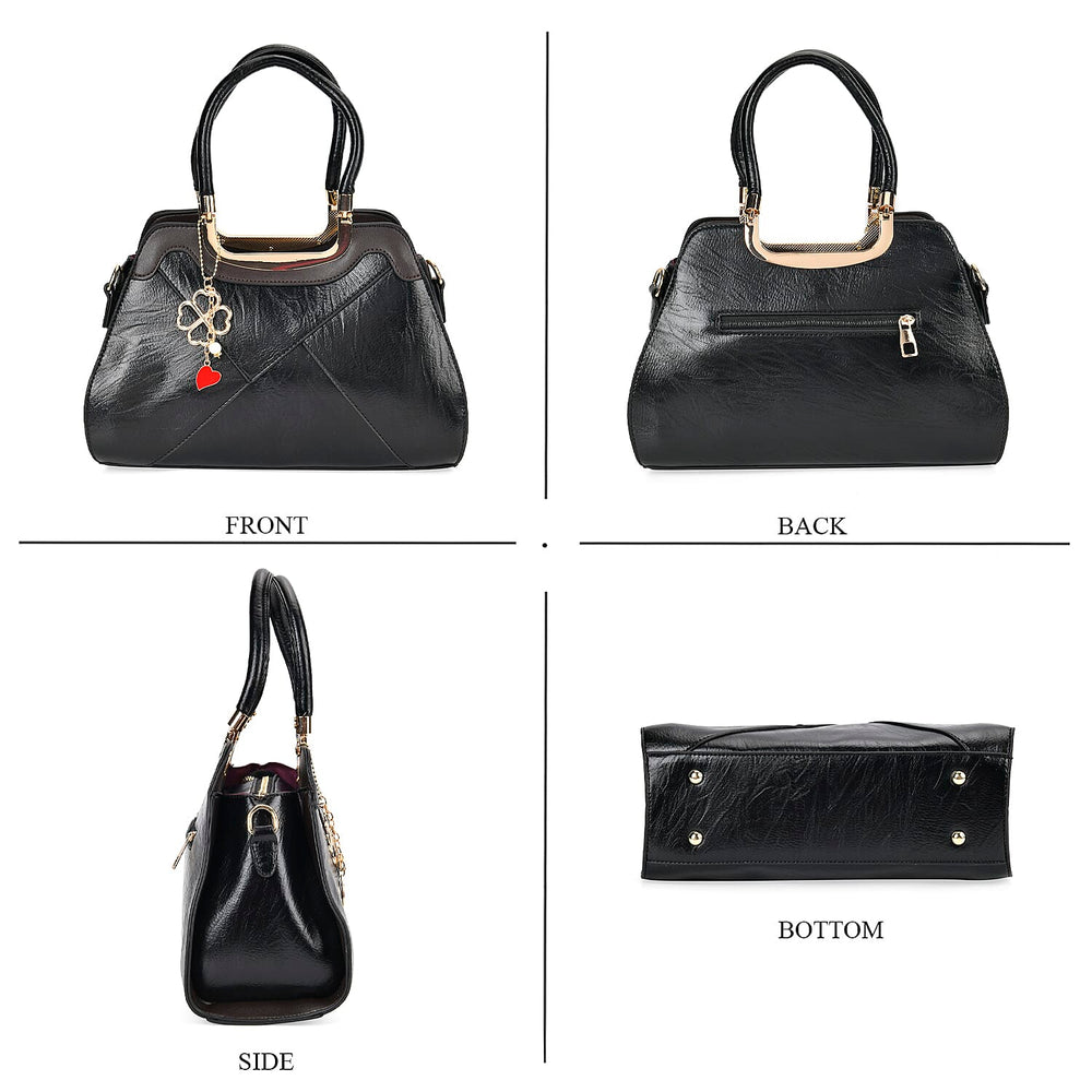 PU Patterned Crossbody Bag (Size 31x13x21 cm) - Black & Black