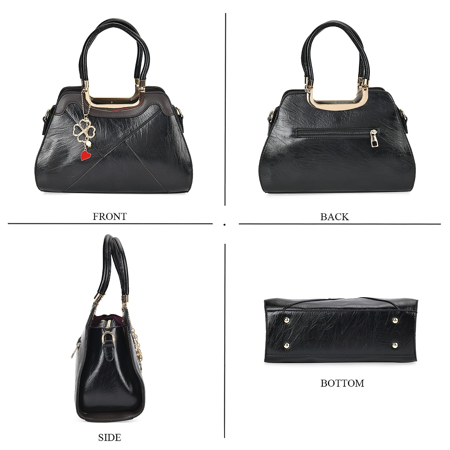 PU Patterned Crossbody Bag (Size 31x13x21 cm) - Black & Black