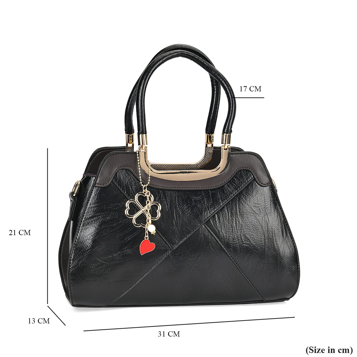 PU Patterned Crossbody Bag (Size 31x13x21 cm) - Black & Black
