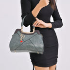 Leatherette Crossbody Bag with Four-Leaf Clover Hanging - Green