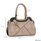 Leatherette Crossbody Bag with Four-Leaf Clover Hanging - Khaki