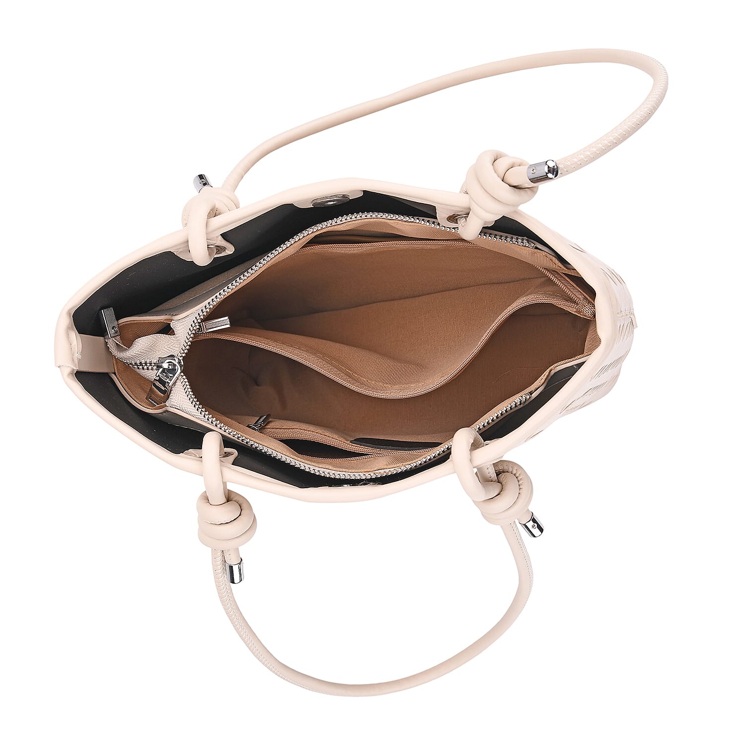 DESIGNER INSPIRED - Classic Structured Tote Bag - Beige