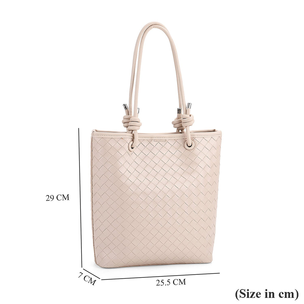 DESIGNER INSPIRED - Classic Structured Tote Bag - Beige