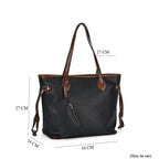 Leatherette Tote Bag with Pouch - Black