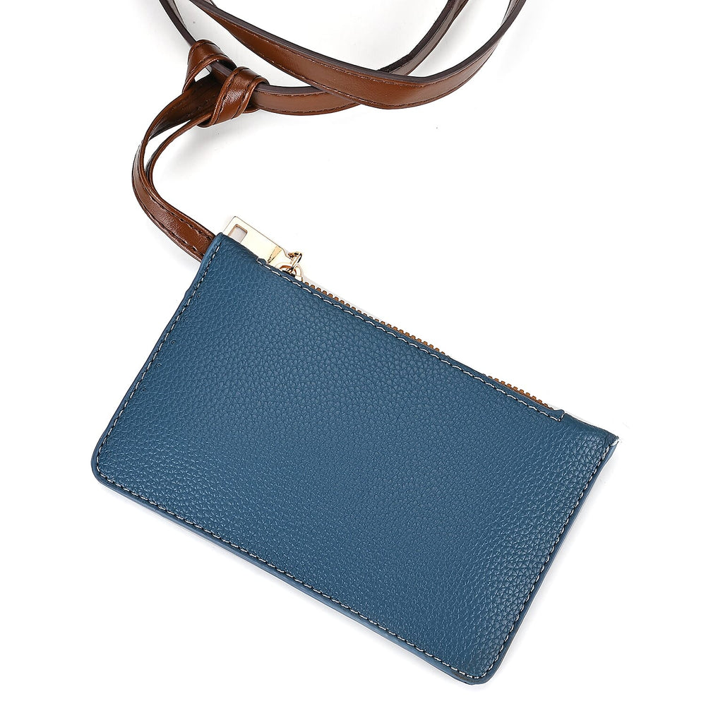 Leatherette Tote Bag with Pouch - Teal