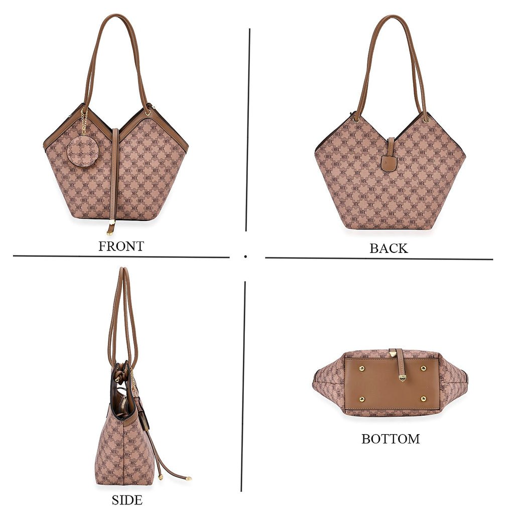 PU Patterned Tote Bag (Size 38x51x13 cm) - Brown & Coffee