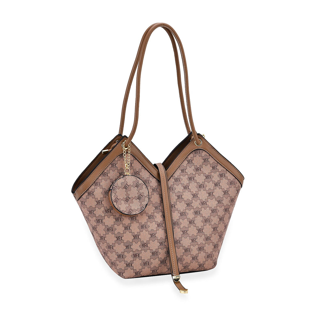 PU Patterned Tote Bag (Size 38x51x13 cm) - Brown & Coffee
