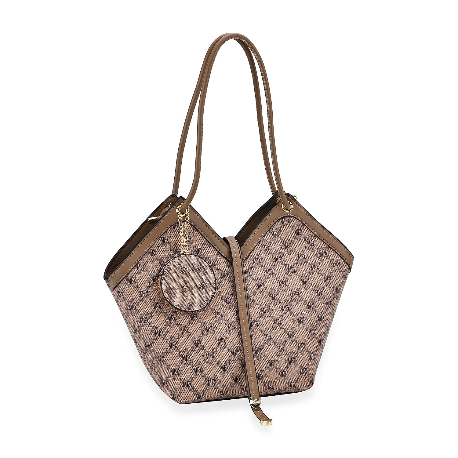 PU Patterned Tote Bag (Size 38x51x13 cm) - Brown & Coffee