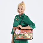 Floral Embroidered Tote Bag - Terracotta