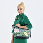 Floral Embroidered Tote Bag - Blue