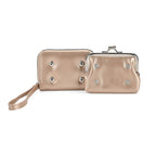 Designer Inspired Wallet with RFID Protection - Gold - Dark Grey