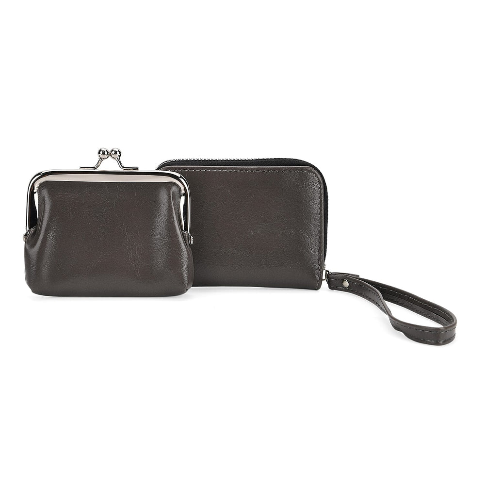 Designer Inspired Wallet with RFID Protection - Gold - Dark Grey