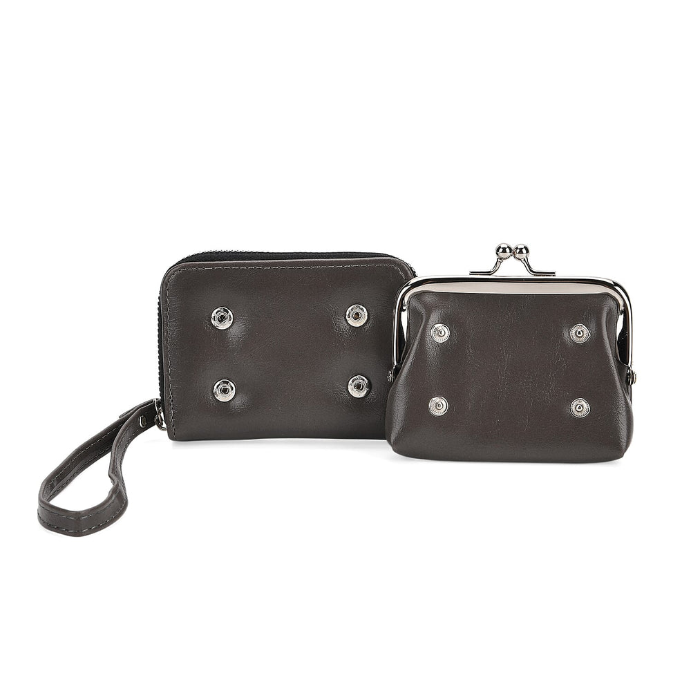Designer Inspired Wallet with RFID Protection - Gold - Dark Grey
