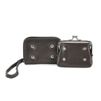 Designer Inspired Wallet with RFID Protection - Gold - Dark Grey