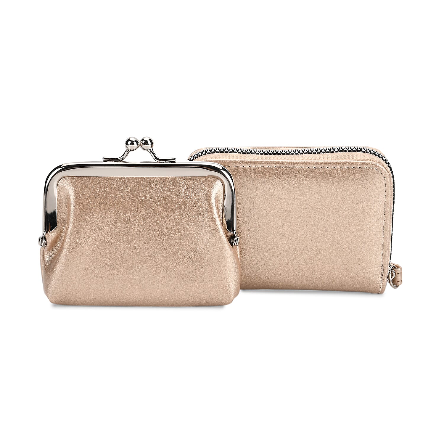 2-in-1 Wristlet Gold RFID Classic Kiss-Lock Wallet