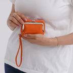 2-in-1 Wristlet Orange RFID Classic Kiss-Lock Wallet