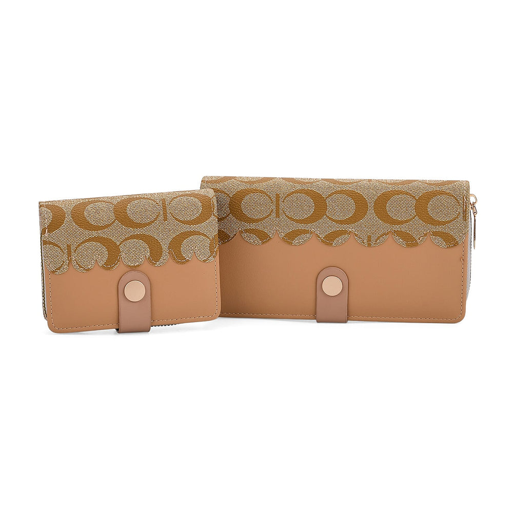 SET OF 2 - Double C Print Clutch - Short Wallet - Yellow