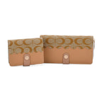 SET OF 2 - Double C Print Clutch - Short Wallet - Yellow