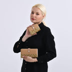 SET OF 2 - Double C Print Clutch - Short Wallet - Yellow