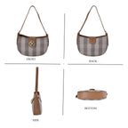 Closeout Deal Checkered Pattern Shoulder Bag - Camel - Off White