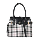 Designer Inspired Closeout - Plaid Crossbody Bag With Handle Drop - Black
