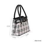 Designer Inspired Closeout - Plaid Crossbody Bag With Handle Drop - Black