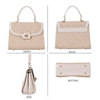 Leatherette Printed Crossbody Bag with Convertible Strap - Handle Drop - Off White