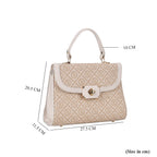Leatherette Printed Crossbody Bag with Convertible Strap - Handle Drop - Off White