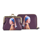 Girl with a Pearl Earring Print RFID Wallet - Dark Purple