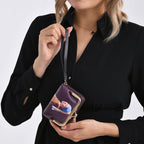 Girl with a Pearl Earring Print RFID Wallet - Dark Purple