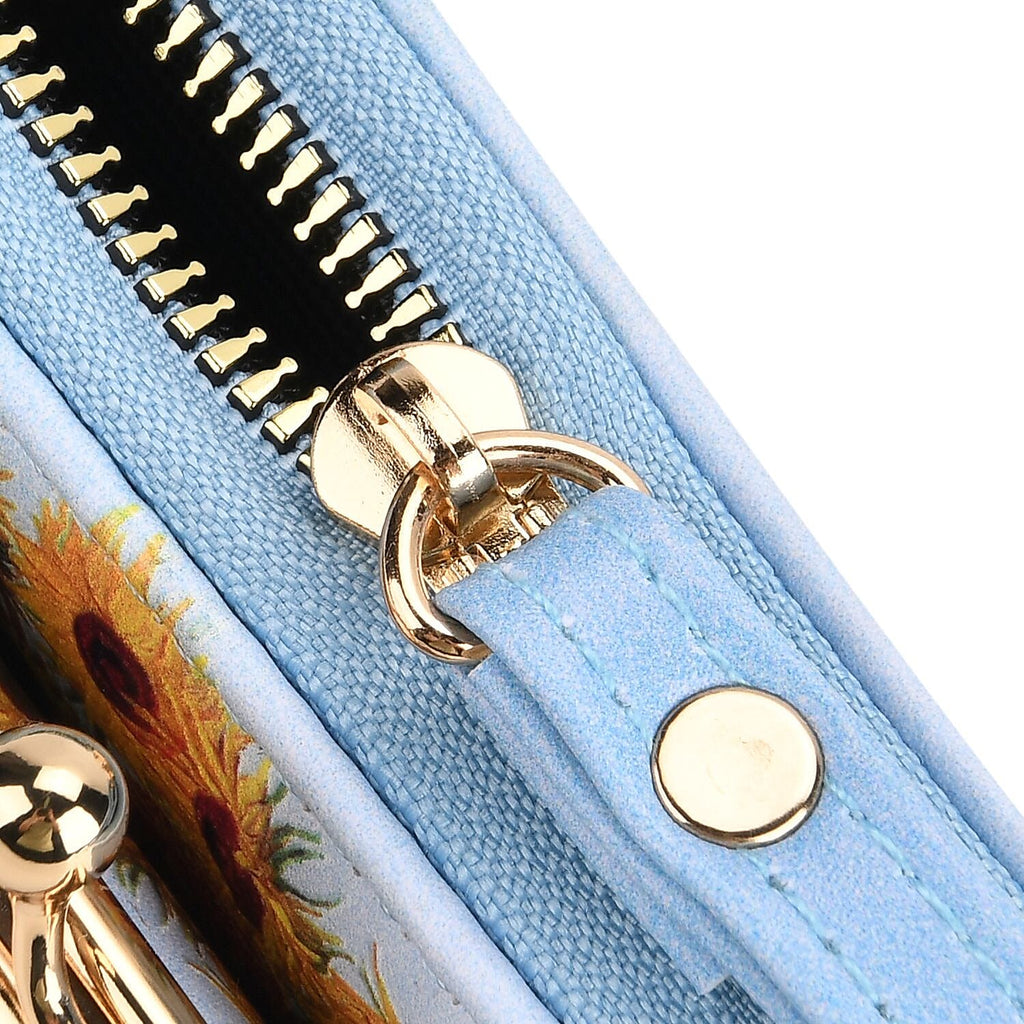 Sunflower Print RFID Wallet - Blue