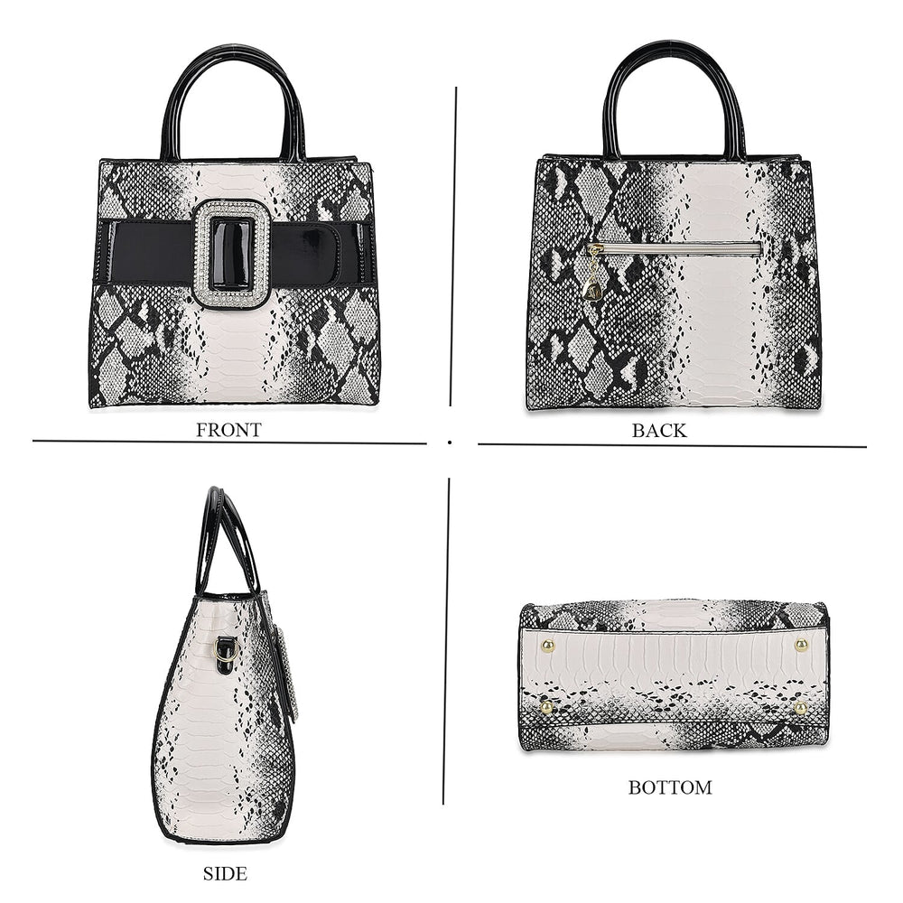 Snake Embossed Crossbody Bag - Black