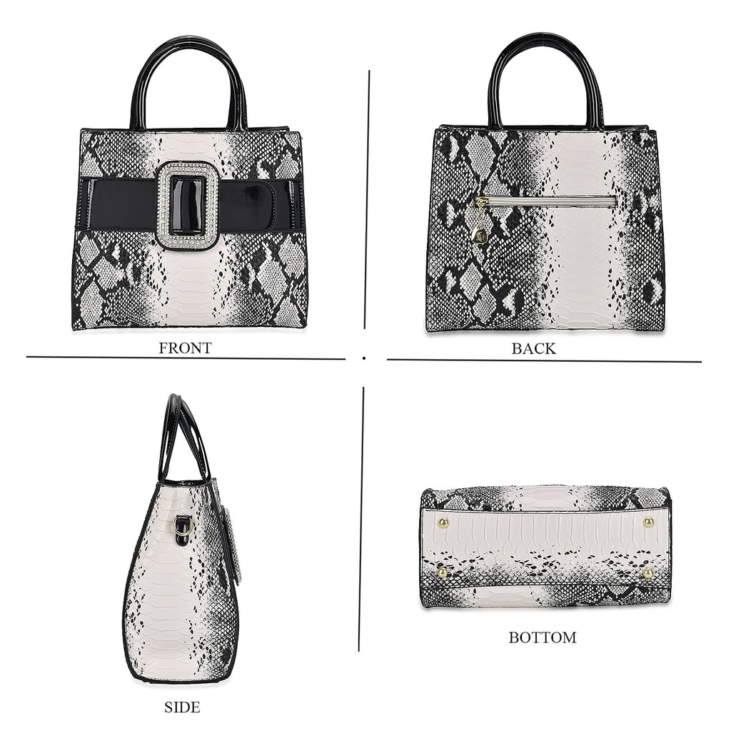 Snake Embossed Crossbody Bag - Black