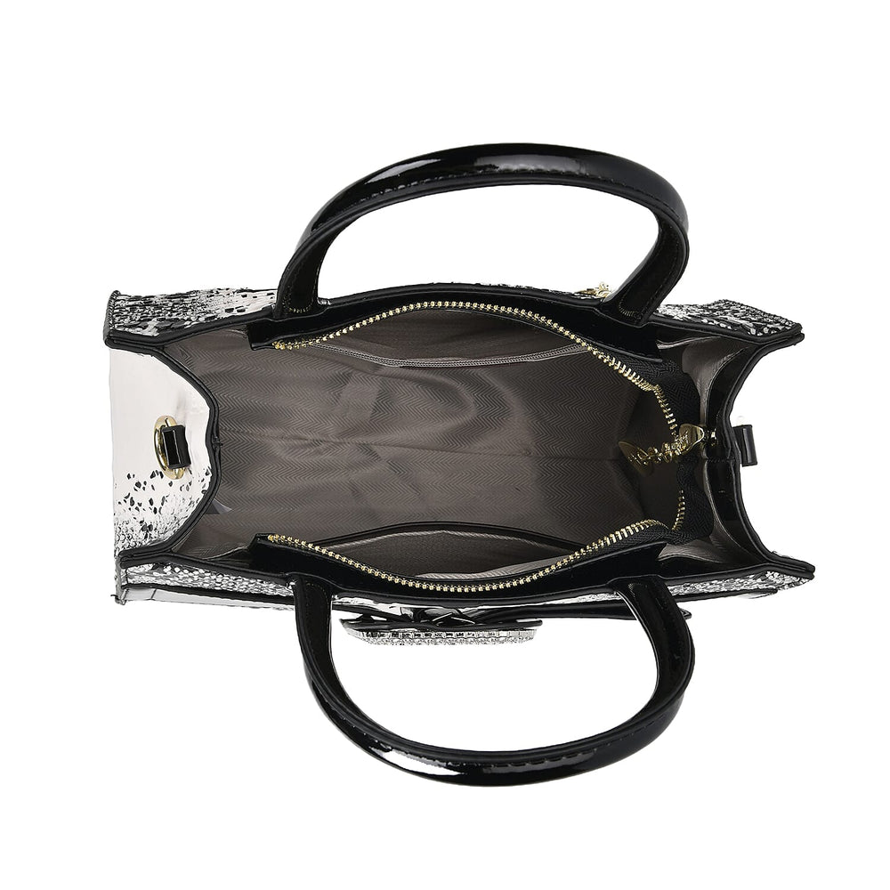 Snake Embossed Crossbody Bag - Black