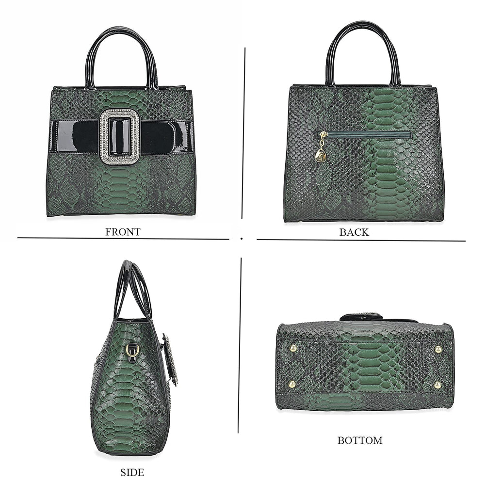 Snake Skin Pattern Crossbody Bag - Green - Black