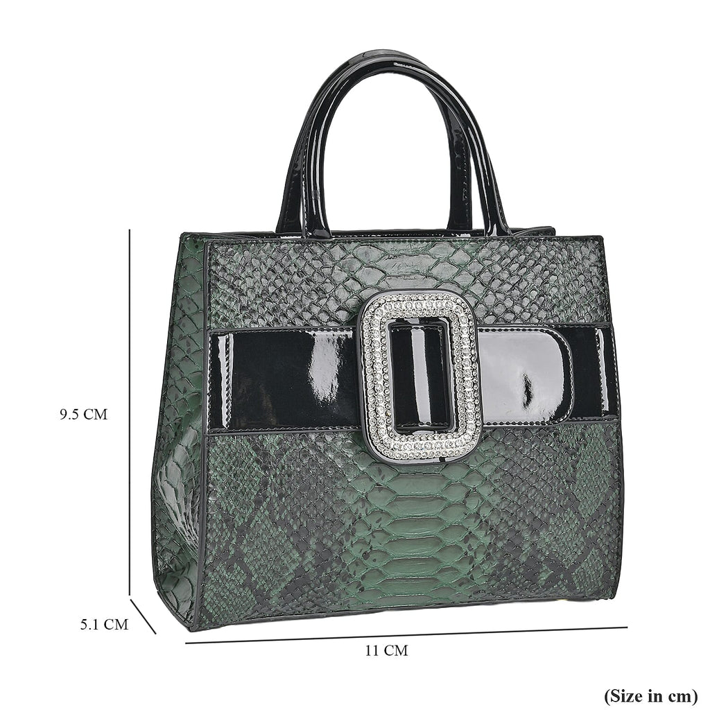 Snake Skin Pattern Crossbody Bag - Green - Black
