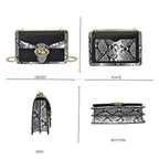PU Snakeskin Crossbody Bag (Size 24x9x16 cm) - Black
