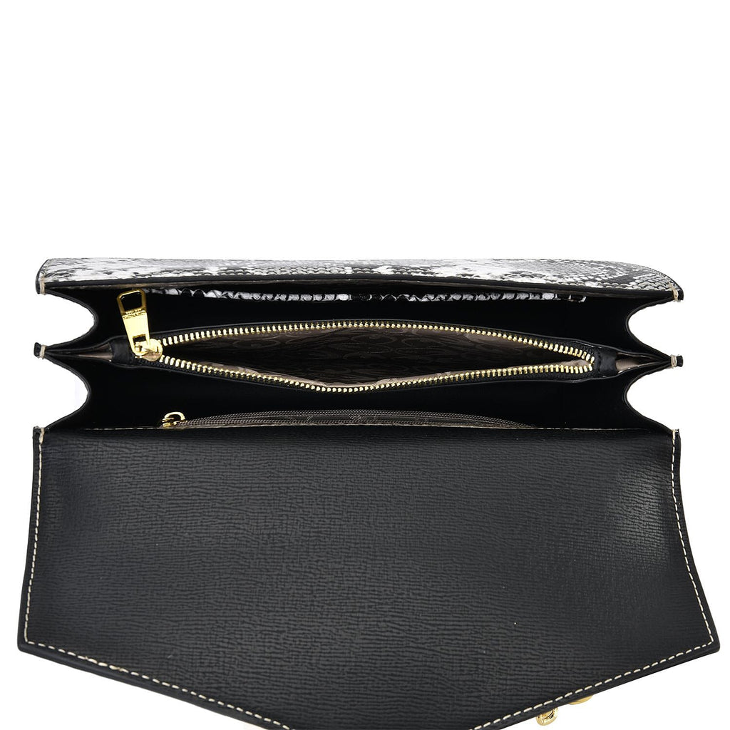 PU Snakeskin Crossbody Bag (Size 24x9x16 cm) - Black