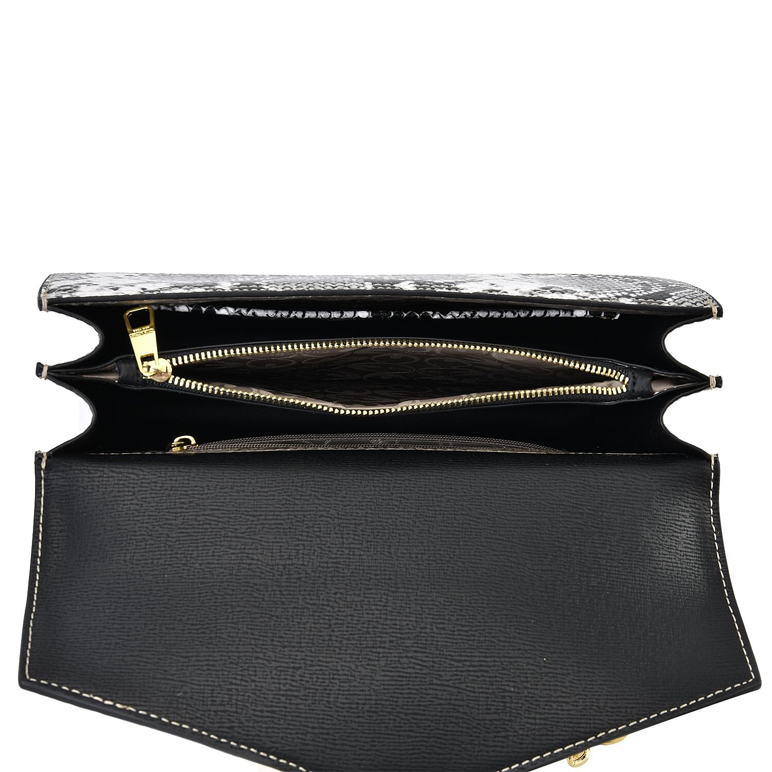 PU Snakeskin Crossbody Bag (Size 24x9x16 cm) - Black