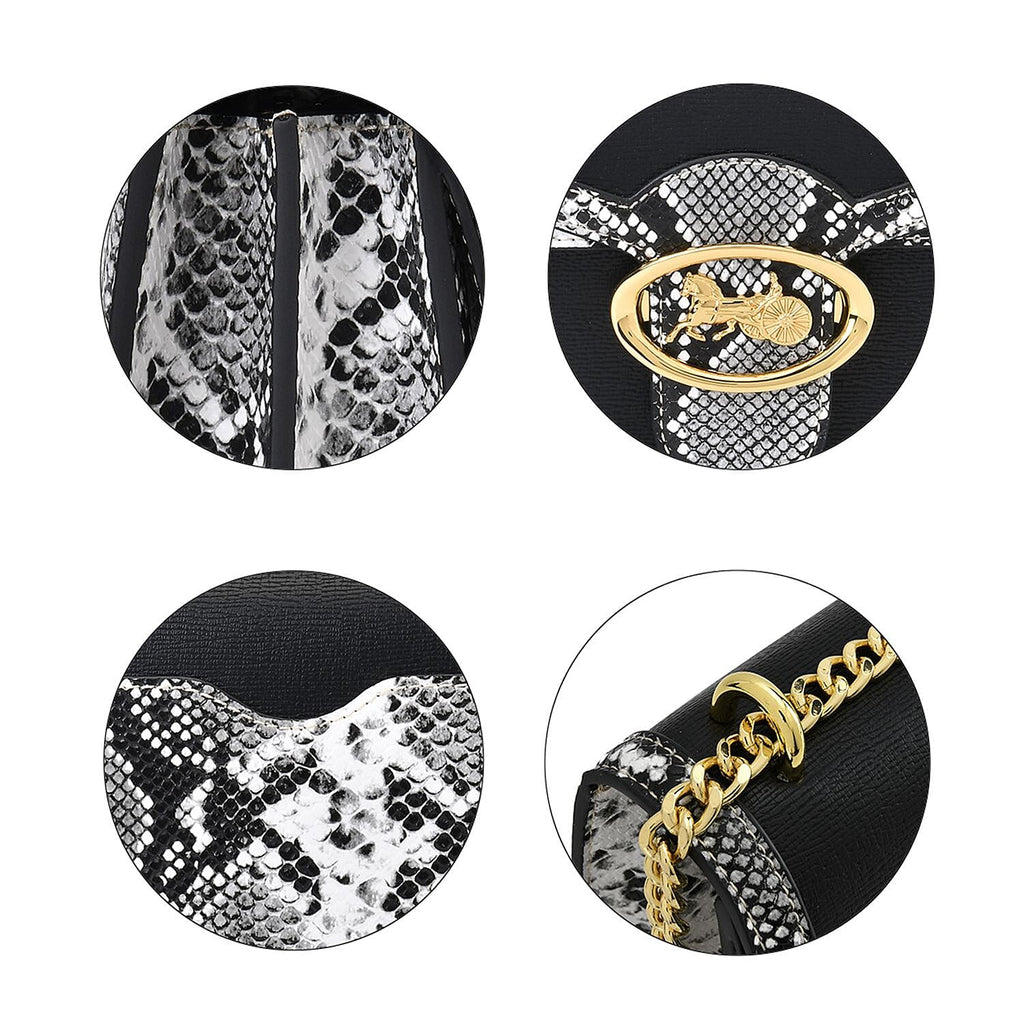 PU Snakeskin Crossbody Bag (Size 24x9x16 cm) - Black