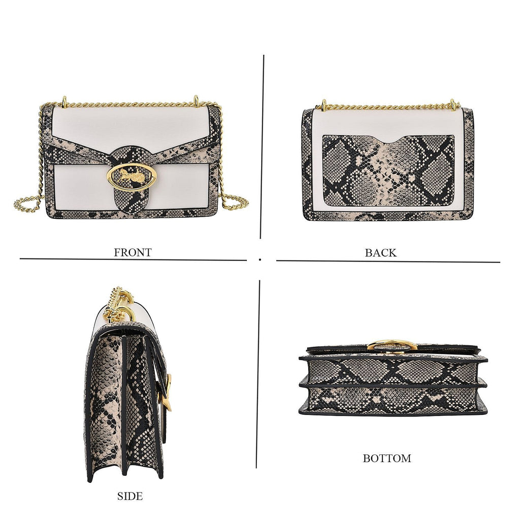 PU Snakeskin Crossbody Bag (Size 24x9x16 cm) - Black