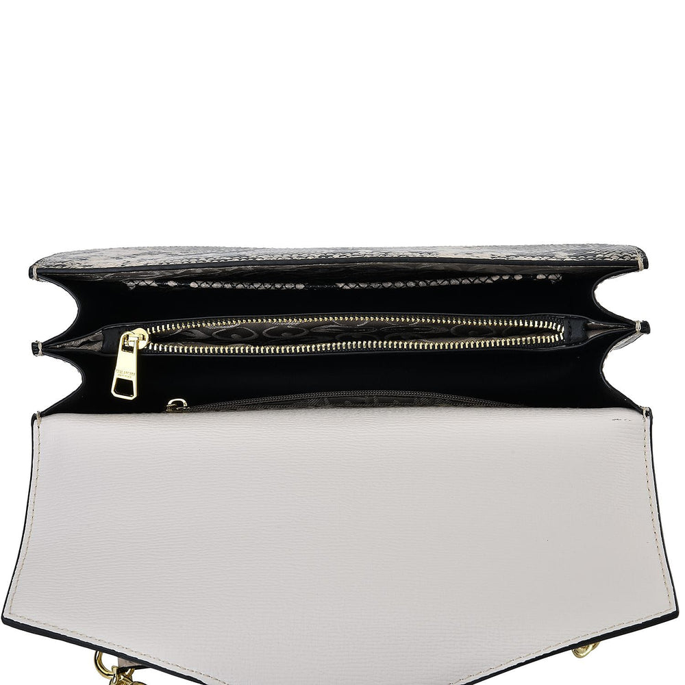 New Designer Launch GUANCHI New York Snakeskin Crossbody Bag - White - Black