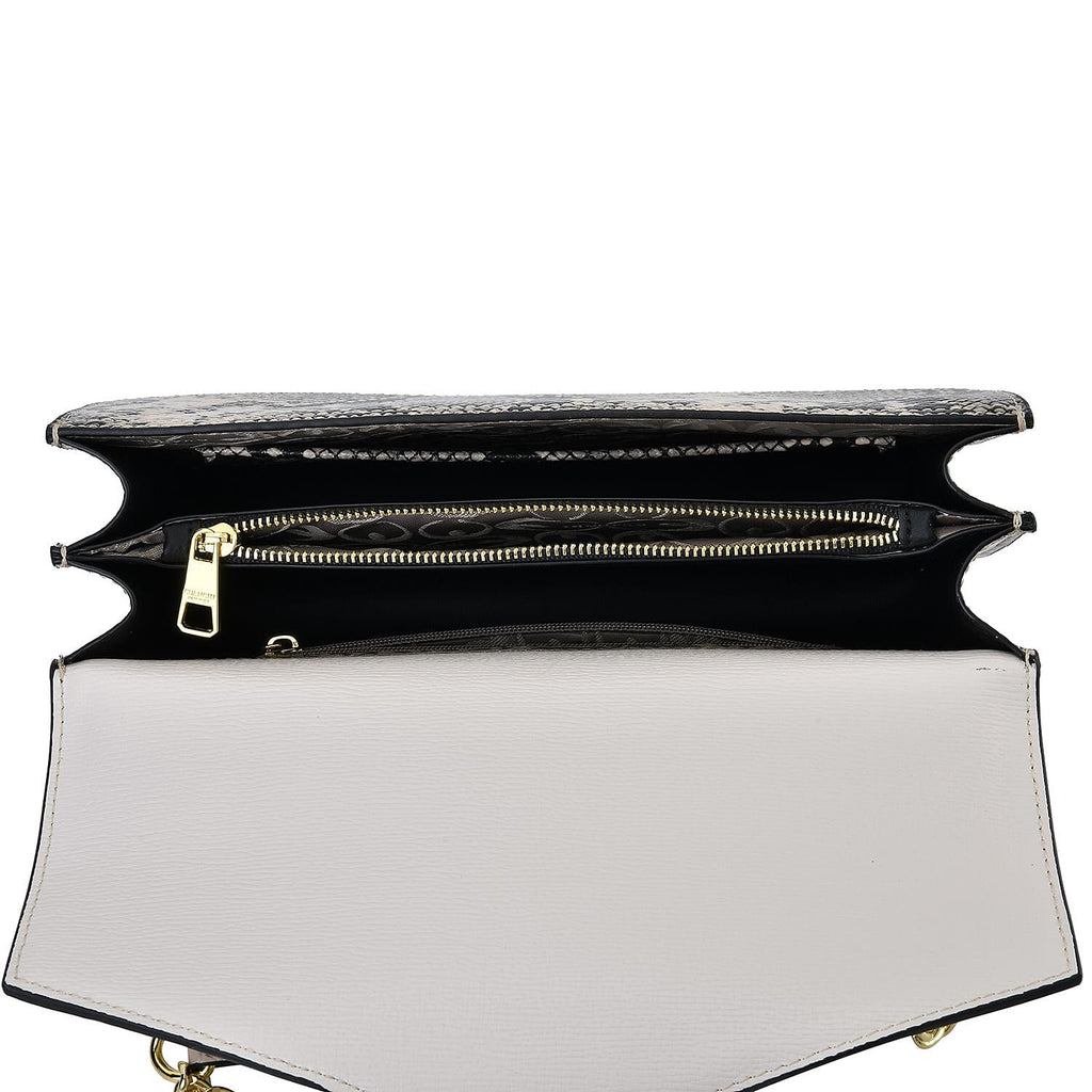 New Designer Launch GUANCHI New York Snakeskin Crossbody Bag - White - Black