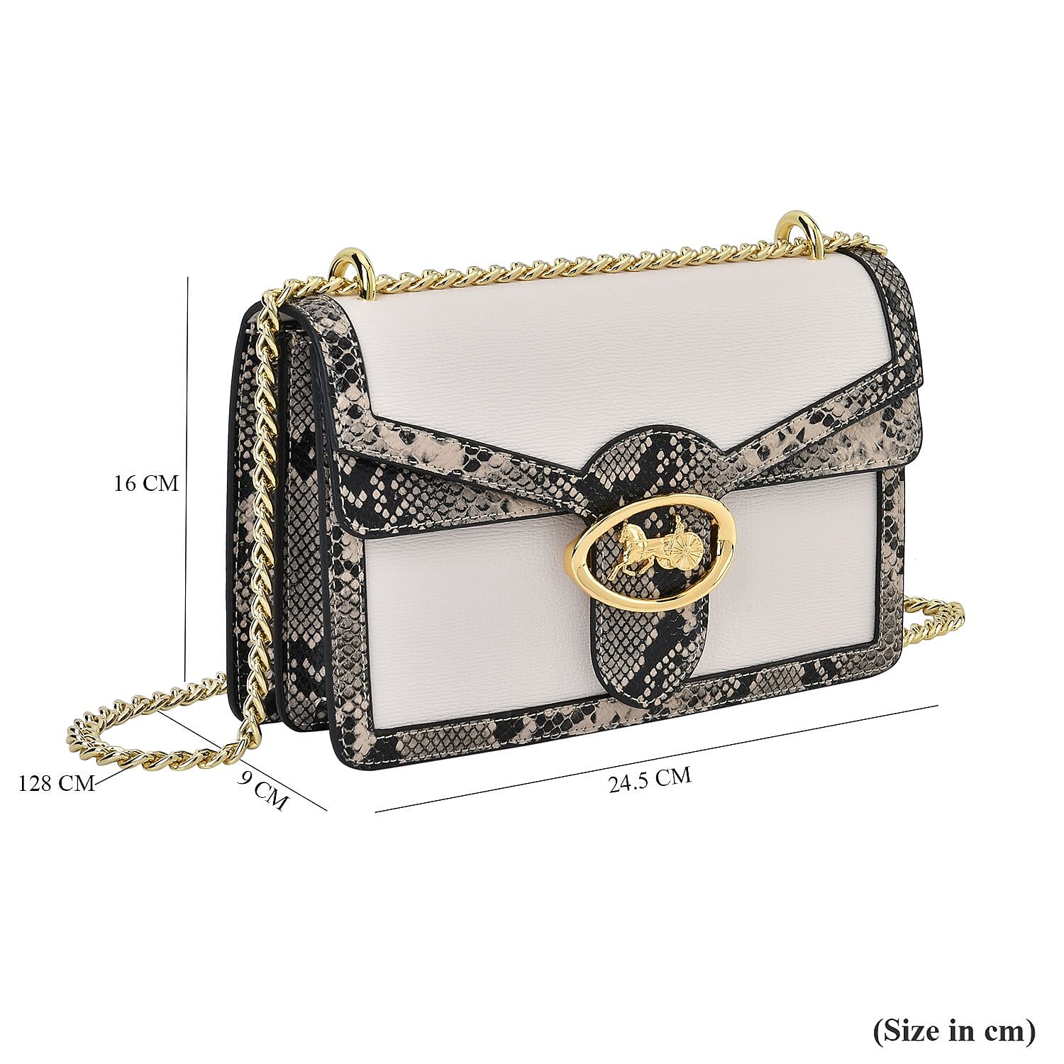 New Designer Launch GUANCHI New York Snakeskin Crossbody Bag - White - Black
