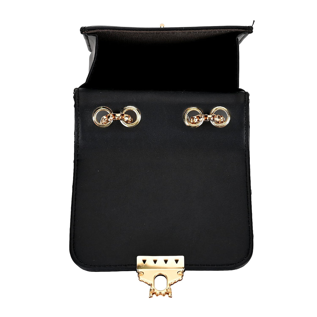 Elegant Monogram Quilted Phone Bag with Matching Clutch Card Holder - Black