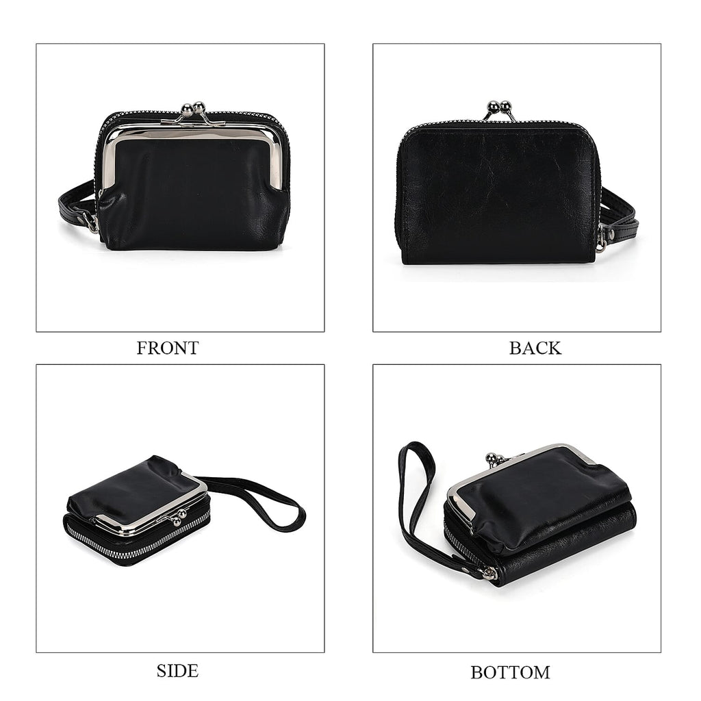 Elegant Monogram Quilted Phone Bag with Matching Clutch Card Holder - Black