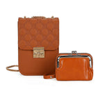 PU Solid Crossbody Bag (Size 13x6x18 cm) - Brown