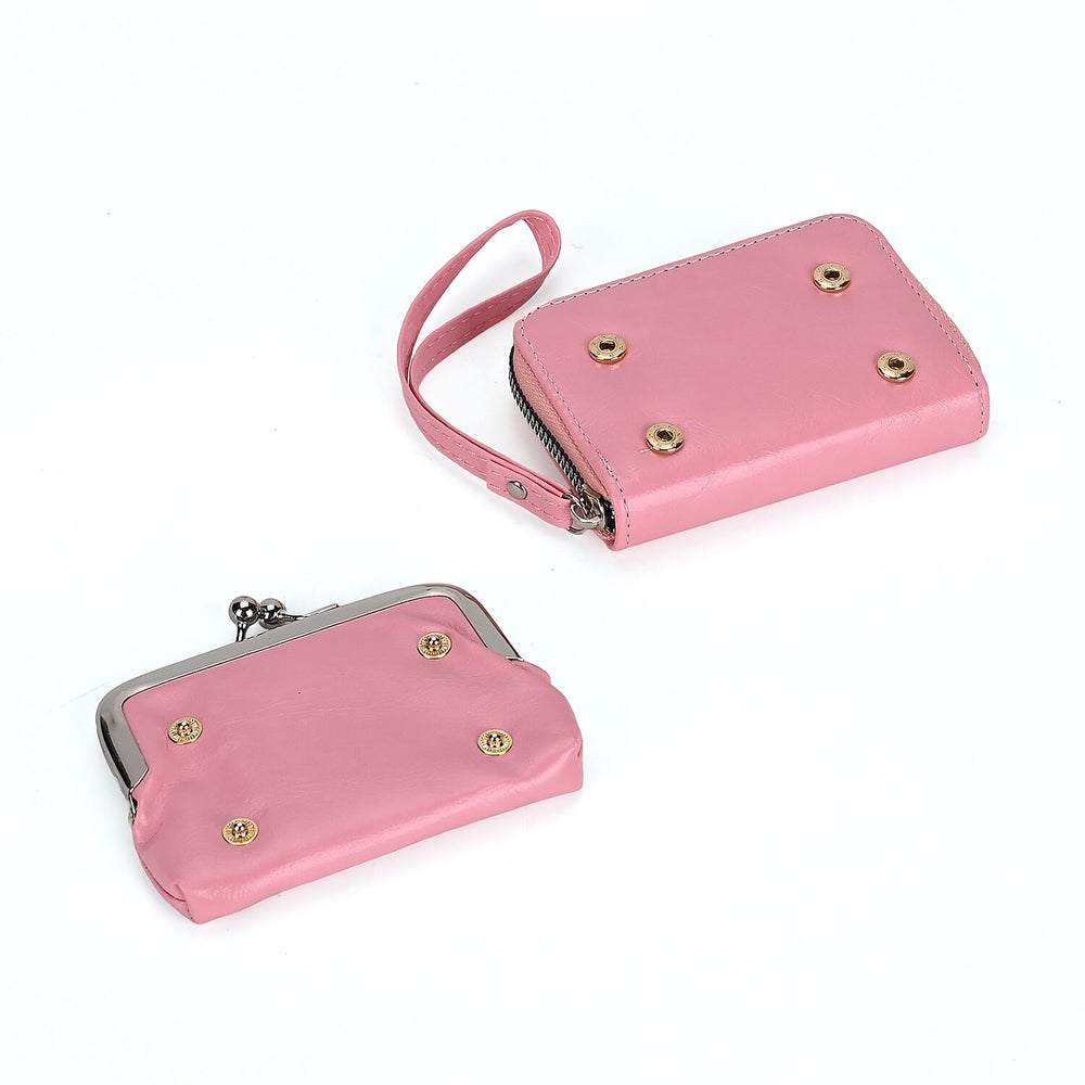 Elegant Monogram Quilted Phone Bag with Matching Clutch Card Holder - Dusty Pink