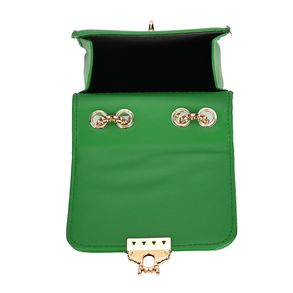 PU Solid Crossbody Bag (Size 13x6x18 cm) - Green